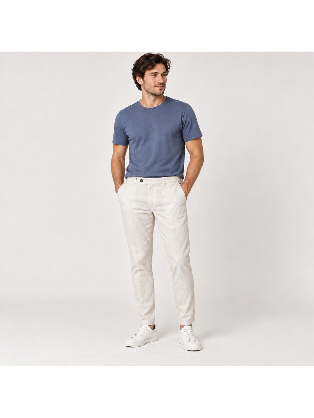Zara Man Men's Linen Blend Slim Tapered Pants Cream Size 32